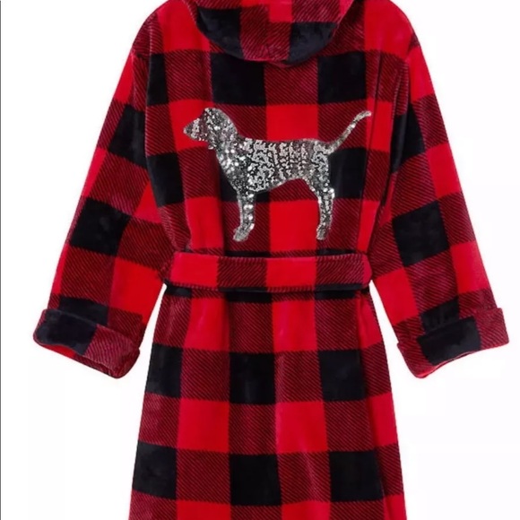 PINK Victoria's Secret Other - PINK VS Bling Plush Sequin Hooded Cozy NWT Robe